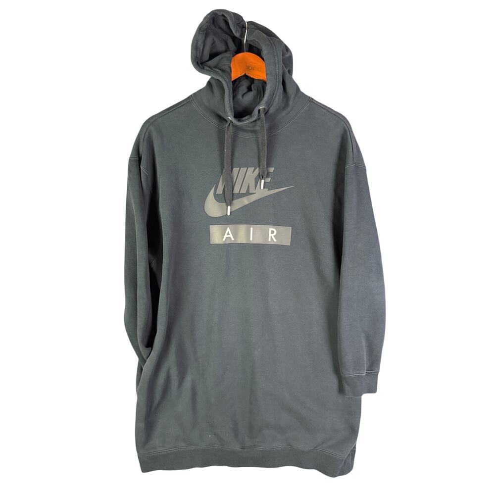 Nike Sportswear NSW‎ Air Dress Long Pullover Hoodie + Pockets Black Womens Small